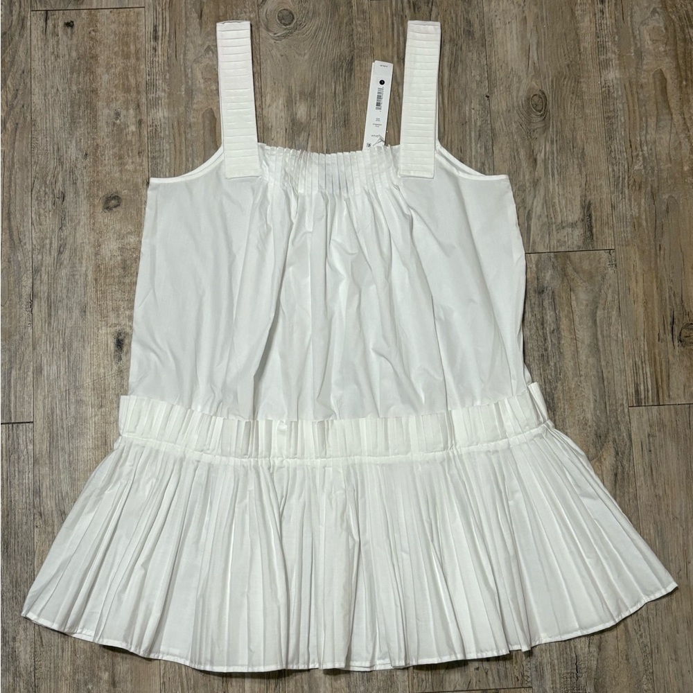 Aqua Women's White Sleeveless Tiered Mini Dress, Size Large